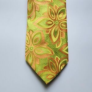 Vintage Neon Green Psychedelic Floral Necktie Men's Ties Wide Width